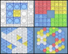Šī nav tāda pati kā visas pārējās 3 savienošanas spēles. Šī spēle aizņems 30 sekundes, kamēr to iemācies spēlēt, bet sniegs Tev 30 stundas spēlēšanas prieka pēc tam. Maini ikonas vietām, veidojot rindu no 3 vai vairāk vienādas formas figūrām. Uzdevums ir aizvākt visus krāsainos laukumus.