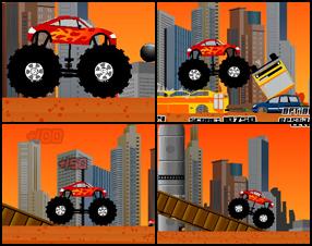 Tavs uzdevums šajā mašīnu iznīcināšanas spēlē ir, loģiski, iznīcināt mašīnas, dažāda veida citas ierīces un pabeigt 12 līmeņus. Tu vari izvēlēties no 3 monster-trekiem un viena bonus monster-autobusa. Izmanto bultas, lai kontrolētu mašīnu un iznīcība var sākties!